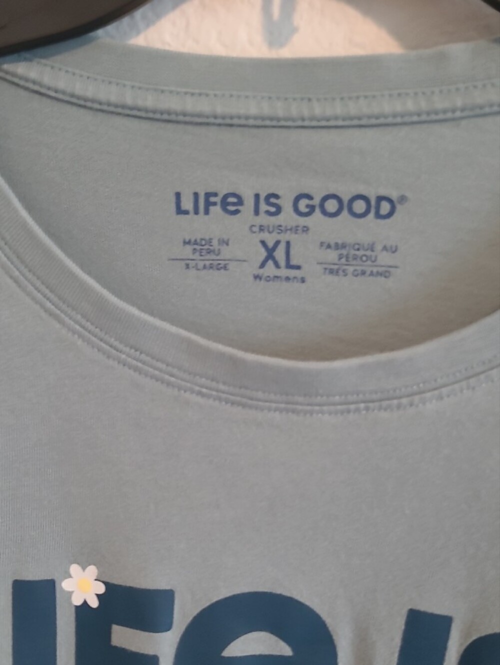 Life Is Good  Green Women Long Sleeve Tee with Logo and Pastel Flowers XL - Picture 3 of 5
